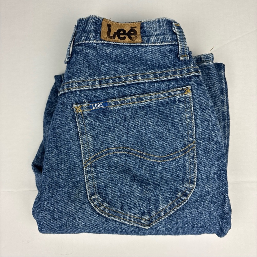 Vintage Lee Women’s Juniors 11 Long Jeans Denim Blue Zipper Hem High Rise Retro